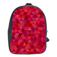 Maroon Dark Red Triangle Mosaic School Bag (large) by Sapixe