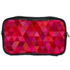 Maroon Dark Red Triangle Mosaic Toiletries Bag (one Side) by Sapixe