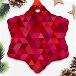 Maroon Dark Red Triangle Mosaic Ornament (Snowflake) Front