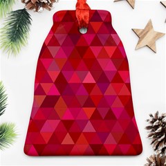 Maroon Dark Red Triangle Mosaic Bell Ornament (two Sides) by Sapixe