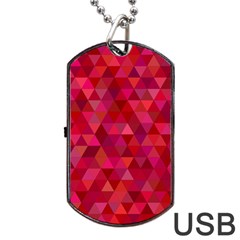 Maroon Dark Red Triangle Mosaic Dog Tag Usb Flash (one Side) by Sapixe