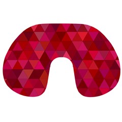 Maroon Dark Red Triangle Mosaic Travel Neck Pillows by Sapixe