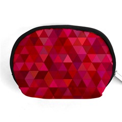 Maroon Dark Red Triangle Mosaic Accessory Pouch (medium) by Sapixe