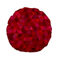 Maroon Dark Red Triangle Mosaic Standard 15  Premium Flano Round Cushions by Sapixe