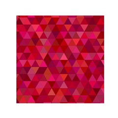 Maroon Dark Red Triangle Mosaic Small Satin Scarf (square) by Sapixe