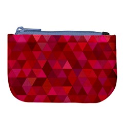 Maroon Dark Red Triangle Mosaic Large Coin Purse by Sapixe