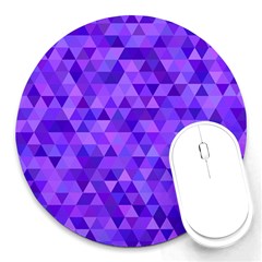 Purple Triangle Purple Background Round Mousepads