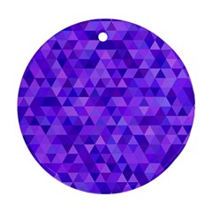 Purple Triangle Purple Background Round Ornament (two Sides) by Sapixe