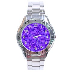 Purple Triangle Purple Background Stainless Steel Analogue Watch