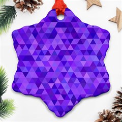 Purple Triangle Purple Background Snowflake Ornament (Two Sides)