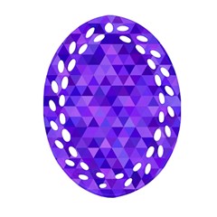 Purple Triangle Purple Background Ornament (Oval Filigree)