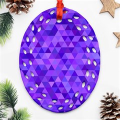 Purple Triangle Purple Background Oval Filigree Ornament (Two Sides)