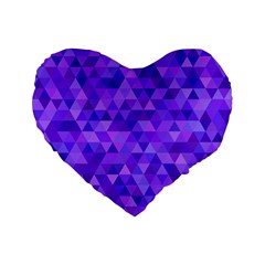 Purple Triangle Purple Background Standard 16  Premium Heart Shape Cushions