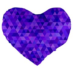 Purple Triangle Purple Background Large 19  Premium Flano Heart Shape Cushions