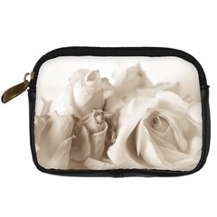 Vintage Rose Shabby Chic Background Digital Camera Leather Case by Sapixe