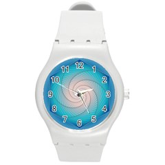 Decorative Background Blue Round Plastic Sport Watch (m) by Sapixe