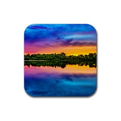 Sunset Color Evening Sky Evening Rubber Coaster (square)  by Sapixe