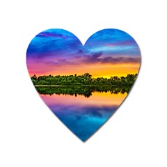 Sunset Color Evening Sky Evening Heart Magnet by Sapixe