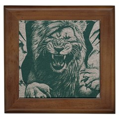 Angry Male Lion Pattern Graphics Kazakh Al Fabric Framed Tiles by Sapixe