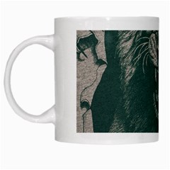 Angry Male Lion Pattern Graphics Kazakh Al Fabric White Mugs by Sapixe