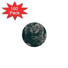 Angry Male Lion Pattern Graphics Kazakh Al Fabric 1  Mini Buttons (100 Pack)  by Sapixe