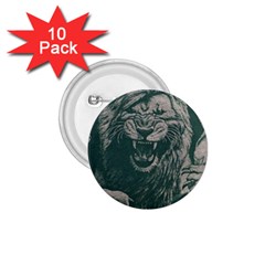 Angry Male Lion Pattern Graphics Kazakh Al Fabric 1 75  Buttons (10 Pack)