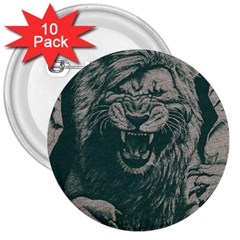 Angry Male Lion Pattern Graphics Kazakh Al Fabric 3  Buttons (10 Pack)  by Sapixe