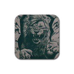 Angry Male Lion Pattern Graphics Kazakh Al Fabric Rubber Coaster (square)  by Sapixe