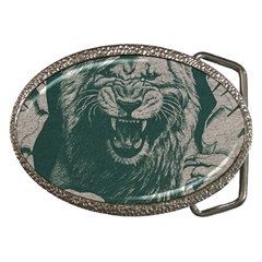 Angry Male Lion Pattern Graphics Kazakh Al Fabric Belt Buckles by Sapixe