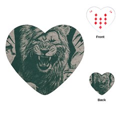 Angry Male Lion Pattern Graphics Kazakh Al Fabric Playing Cards (heart) by Sapixe