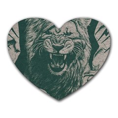 Angry Male Lion Pattern Graphics Kazakh Al Fabric Heart Mousepads by Sapixe