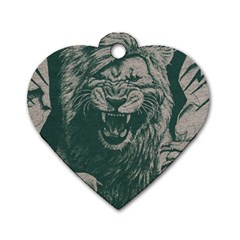 Angry Male Lion Pattern Graphics Kazakh Al Fabric Dog Tag Heart (one Side) by Sapixe