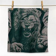 Angry Male Lion Pattern Graphics Kazakh Al Fabric Face Towel by Sapixe