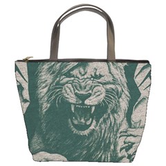 Angry Male Lion Pattern Graphics Kazakh Al Fabric Bucket Bag by Sapixe