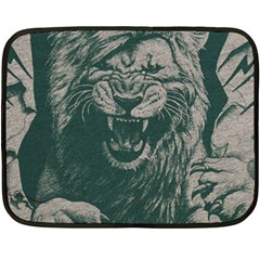 Angry Male Lion Pattern Graphics Kazakh Al Fabric Fleece Blanket (mini) by Sapixe