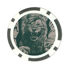 Angry Male Lion Pattern Graphics Kazakh Al Fabric Poker Chip Card Guard (10 Pack) by Sapixe