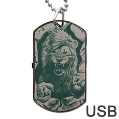 Angry Male Lion Pattern Graphics Kazakh Al Fabric Dog Tag Usb Flash (one Side) by Sapixe