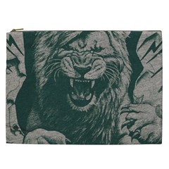 Angry Male Lion Pattern Graphics Kazakh Al Fabric Cosmetic Bag (xxl) by Sapixe