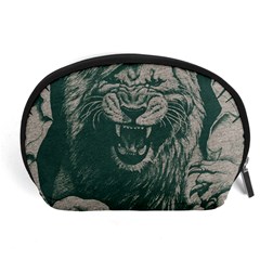 Angry Male Lion Pattern Graphics Kazakh Al Fabric Accessory Pouch (large) by Sapixe