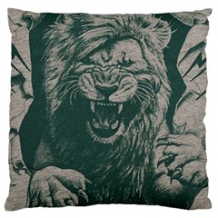 Angry Male Lion Pattern Graphics Kazakh Al Fabric Large Flano Cushion Case (two Sides) by Sapixe