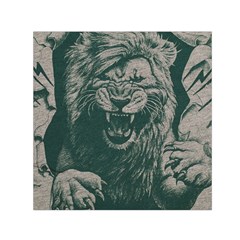 Angry Male Lion Pattern Graphics Kazakh Al Fabric Small Satin Scarf (square) by Sapixe