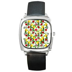 Rose Pattern Roses Background Image Square Metal Watch by Sapixe