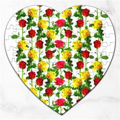 Rose Pattern Roses Background Image Jigsaw Puzzle (heart) by Sapixe