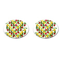 Rose Pattern Roses Background Image Cufflinks (oval) by Sapixe