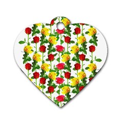 Rose Pattern Roses Background Image Dog Tag Heart (one Side) by Sapixe