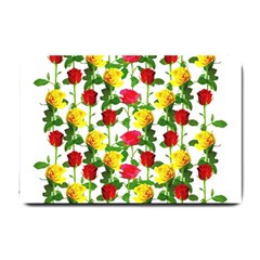 Rose Pattern Roses Background Image Small Doormat  by Sapixe