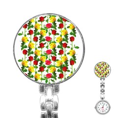 Rose Pattern Roses Background Image Stainless Steel Nurses Watch by Sapixe