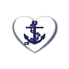 Anchor Chain Nautical Ocean Sea Rubber Coaster (heart)  by Sapixe