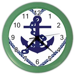 Anchor Chain Nautical Ocean Sea Color Wall Clock by Sapixe