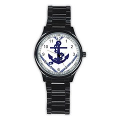 Anchor Chain Nautical Ocean Sea Stainless Steel Round Watch by Sapixe